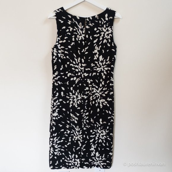 Jaeger Sleeveless Shift Dress – Black / White Floral Print – US 6 - Picture 3 of 16